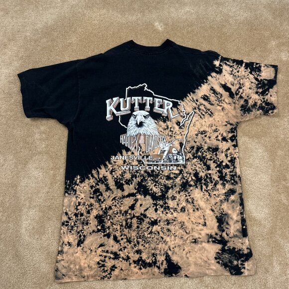 Vintage Harley Davidson Free Spirit AOP Bleach Dyed T-Shirt Adult XXL 2XL Kutter - Picture 8 of 10